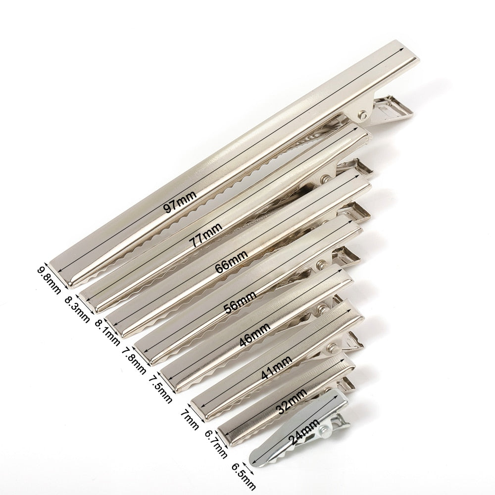50/20pcs Metal Hair Alligator Clips 30mm/40mm/45mm/55mm/65mm/75mm/100mm Findings For DIY Jewelry Hair Style Tools Accessories