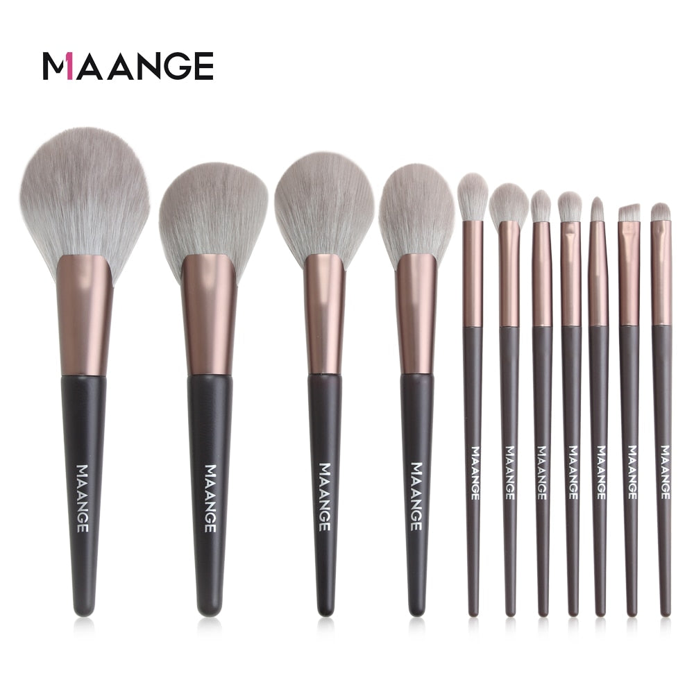 MAANGE Pro 12/18/20 PCS Makeup Brushes Set with Bag +1Pcs Sponge Beauty Powder Foundation Eyeshadow Make Up Brush Synthetic Wool