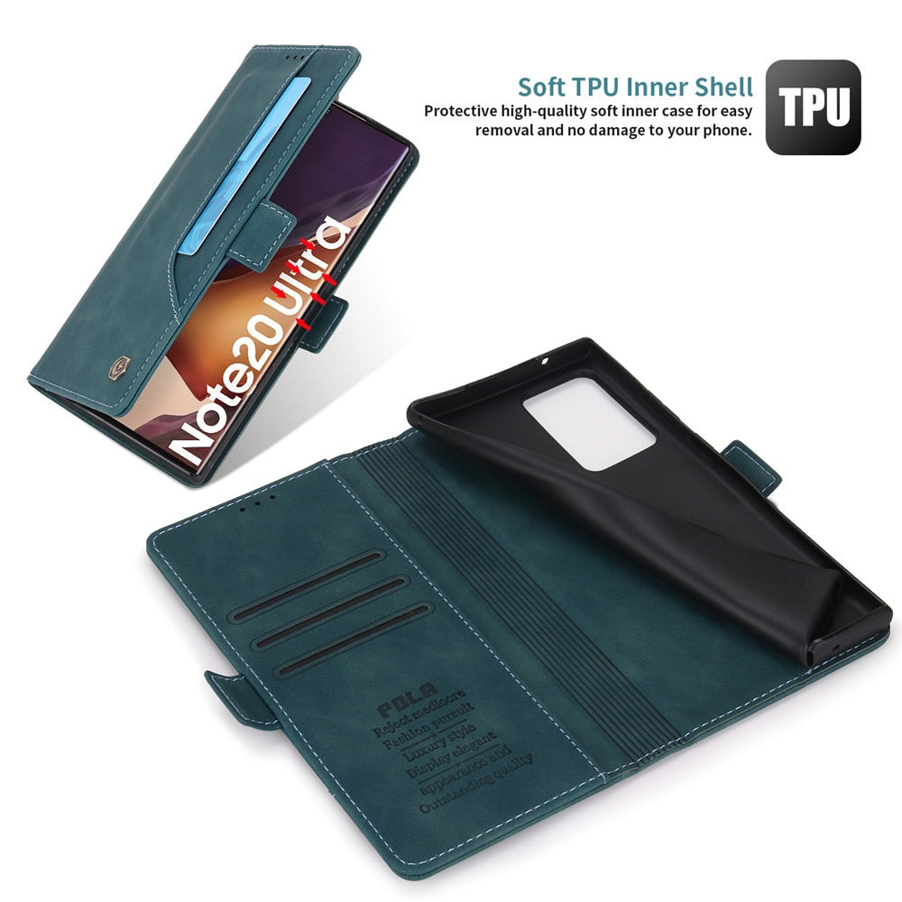 Luxury Leather Case For Samsung Galaxy Note 20 Ultra 10 9 Plus Note20ultra Magnetic Flip Wallet Card Slots Phone Bag Cover Coque