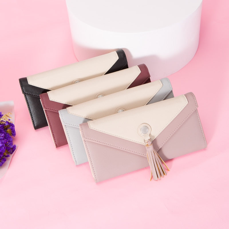 WEICHEN HOT Geometric Envelope Wallet Women Brand Designer Female Wallet Card Holder Phone Coin Pocket Ladies Purse High Quality