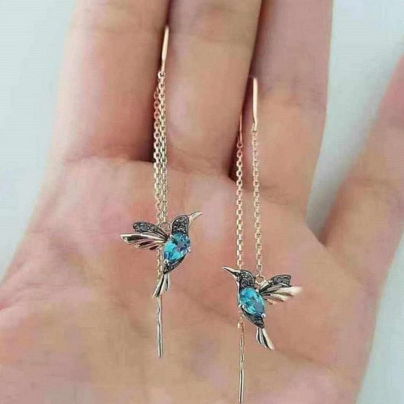 Unique Long Drop Earrings Bird Pendant Vintage Tassel Crystal Pendant Earrings Ladies Jewelry New Design for Anniversary Party