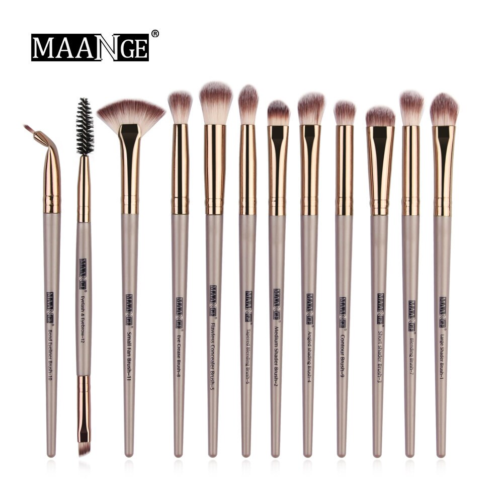 MAANGE Pro 12/18/20 PCS Makeup Brushes Set with Bag +1Pcs Sponge Beauty Powder Foundation Eyeshadow Make Up Brush Synthetic Wool