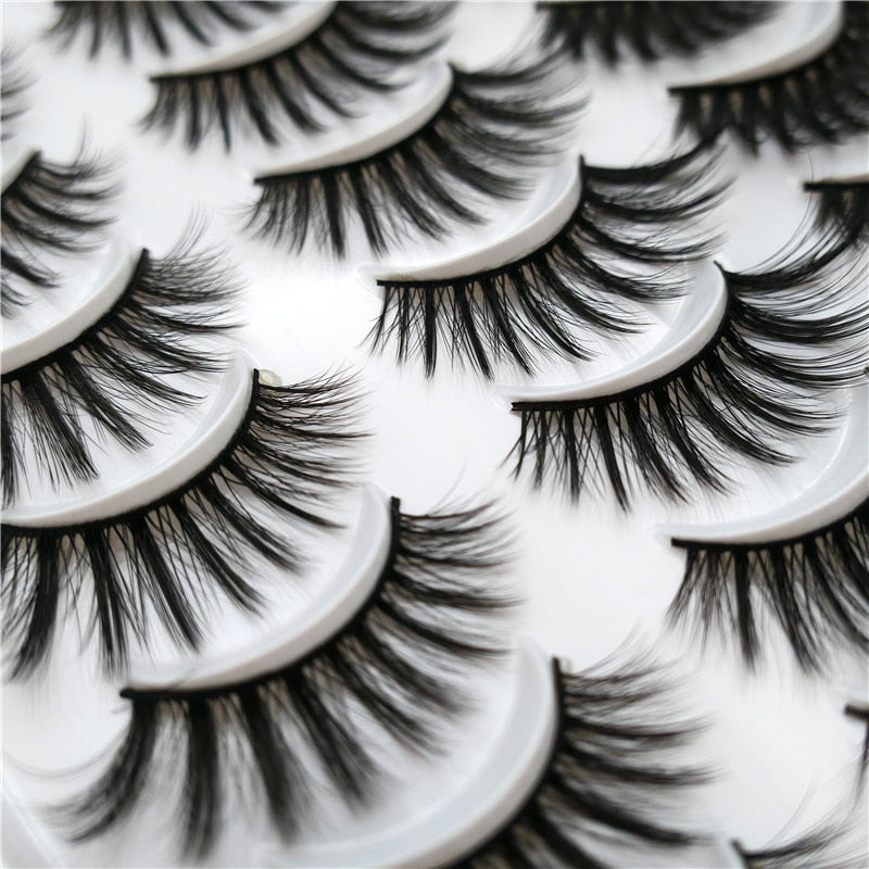 10/20 Pairs of 3D False Eyelashes Naturally Soft and Fluffy Eyelashes Artificial Mink Eyelashes Make up Eyelash Eyelash Brush