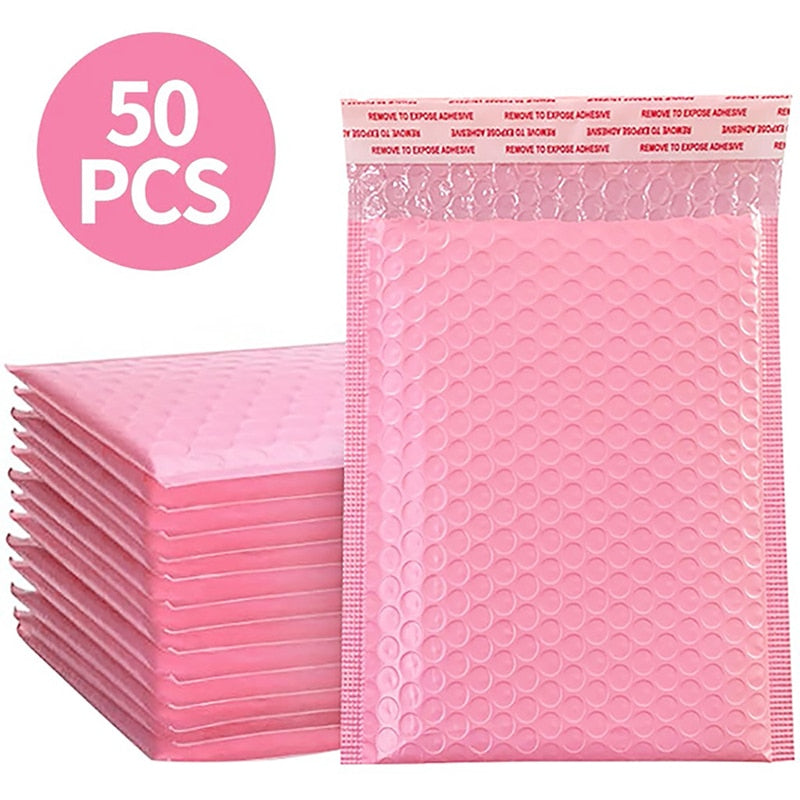 50pcs Mailer Poly Bubble Padded Mailing Envelopes for Mailer Gift Packaging Self Seal Bag Bubble Padding Black White And Pink
