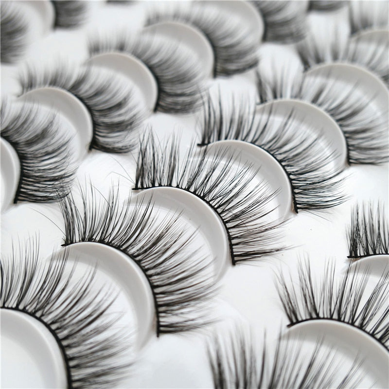 10/20 Pairs of 3D False Eyelashes Naturally Soft and Fluffy Eyelashes Artificial Mink Eyelashes Make up Eyelash Eyelash Brush