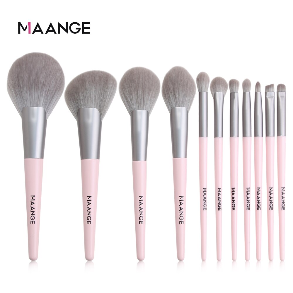 MAANGE Pro 12/18/20 PCS Makeup Brushes Set with Bag +1Pcs Sponge Beauty Powder Foundation Eyeshadow Make Up Brush Synthetic Wool