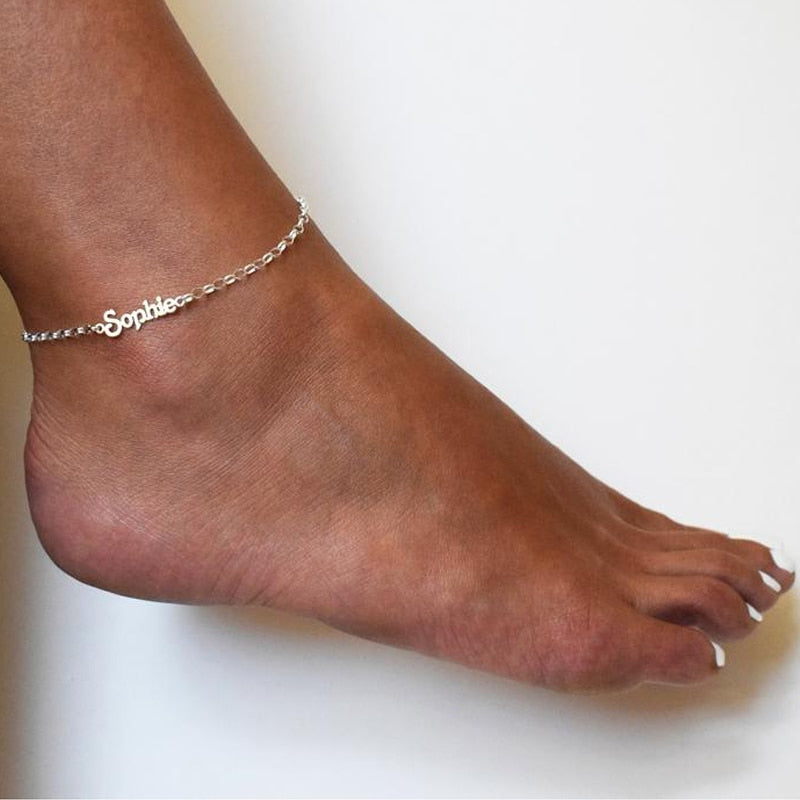 Custom Name Anklet Foot Chain Stainless Steel Personalize Anklets for Women Bohemian Beach Jewelry Fashion Bridesmaid Gift