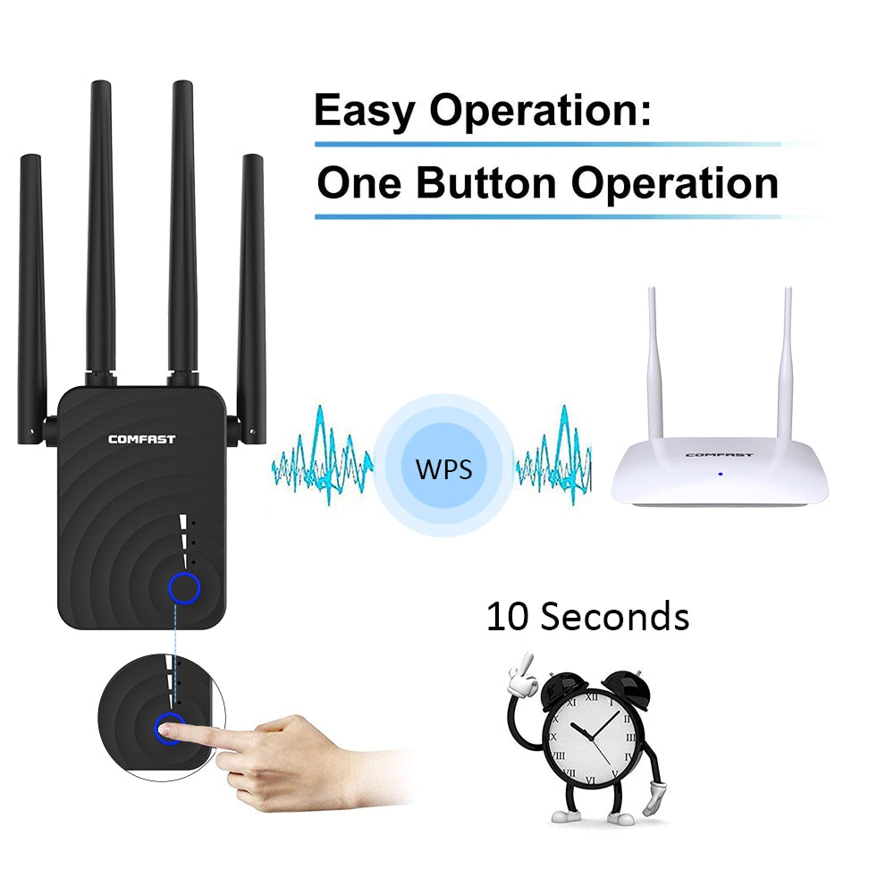 Long Range Extender 802.11ac Wireless WiFi Repeater Wi Fi Booster 2.4G/5Ghz Wi-Fi Amplifier 300/1200 M wifi router Access point