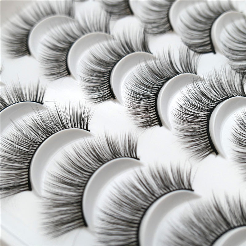 10/20 Pairs of 3D False Eyelashes Naturally Soft and Fluffy Eyelashes Artificial Mink Eyelashes Make up Eyelash Eyelash Brush