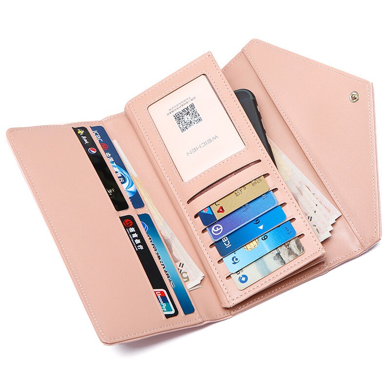 WEICHEN HOT Geometric Envelope Wallet Women Brand Designer Female Wallet Card Holder Phone Coin Pocket Ladies Purse High Quality