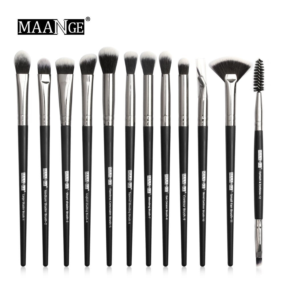 MAANGE Pro 12/18/20 PCS Makeup Brushes Set with Bag +1Pcs Sponge Beauty Powder Foundation Eyeshadow Make Up Brush Synthetic Wool