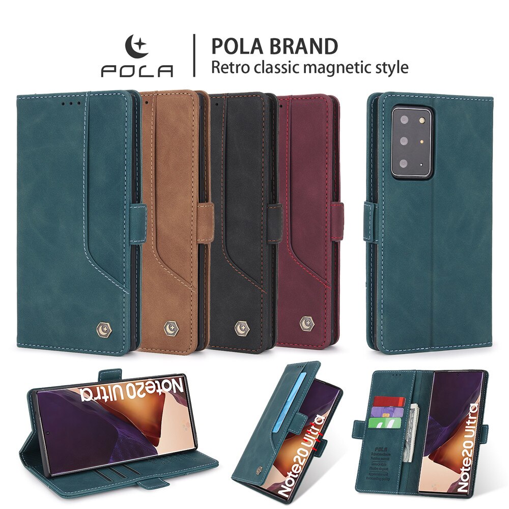 Luxury Leather Case For Samsung Galaxy Note 20 Ultra 10 9 Plus Note20ultra Magnetic Flip Wallet Card Slots Phone Bag Cover Coque