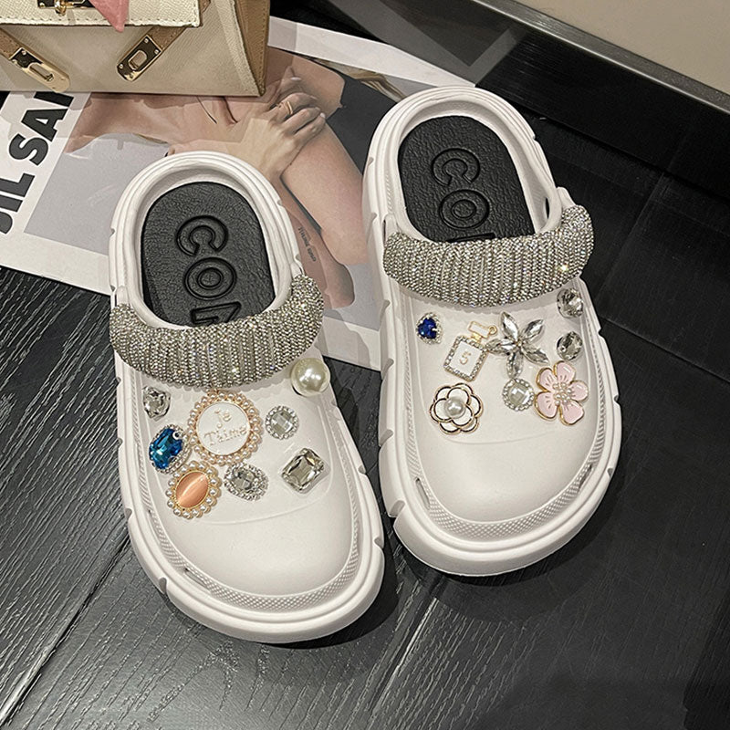 Mo Dou Fashion Charms Clog Shoes Outdoor Women Slippers Thick Sole High Quality Summer Sandals For Girls