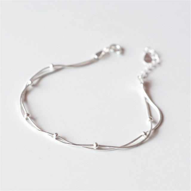 Adjustable Silver Color Dreamcatcher Tassel Feather Round Bead Charm Bracelet &Bangle For Women Elegant Jewelry sl209