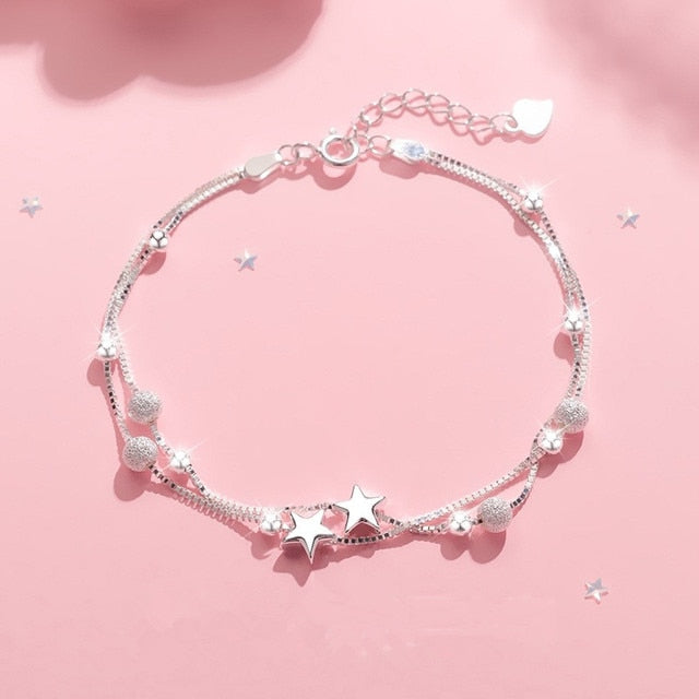 Adjustable Silver Color Dreamcatcher Tassel Feather Round Bead Charm Bracelet &Bangle For Women Elegant Jewelry sl209