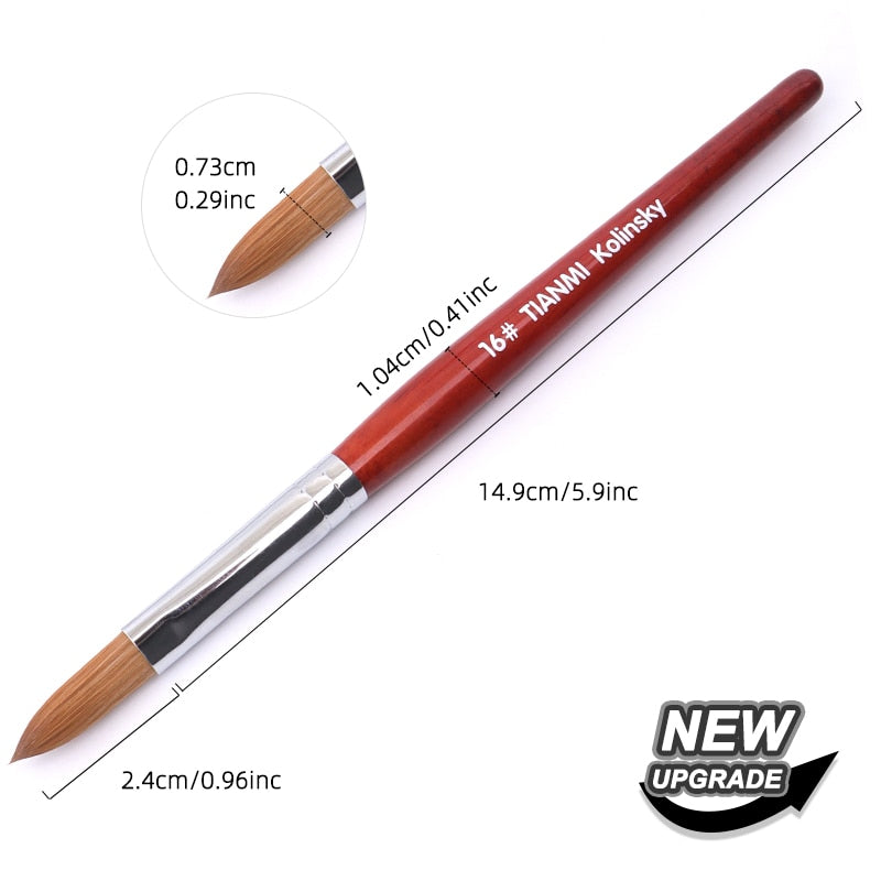 Kolinsky Acrylic Nail Brush Good Quality Nail Art Mink Brush Wood Handle Gel Builder Manicure Brush Drawing Tools Size 8-24