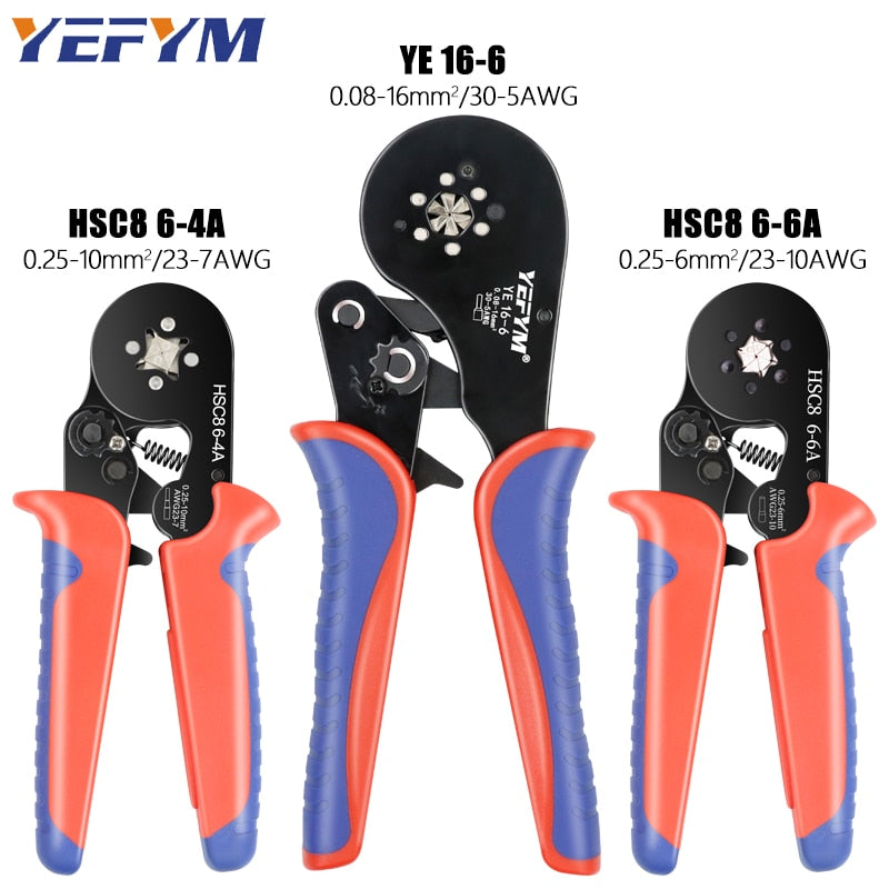 Crimping Pliers Ferrule Sleeves Tubular Terminal Tools HSC8 6-4A/6-6A/16-6(max 0.08-16mm²)Wire Crimper Household Electrical Sets