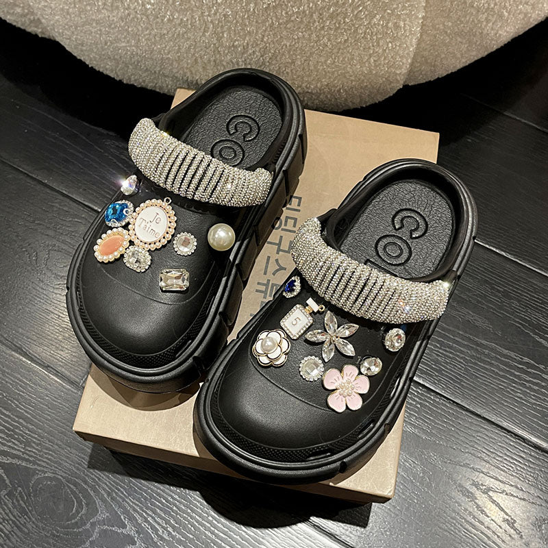 Mo Dou Fashion Charms Clog Shoes Outdoor Women Slippers Thick Sole High Quality Summer Sandals For Girls