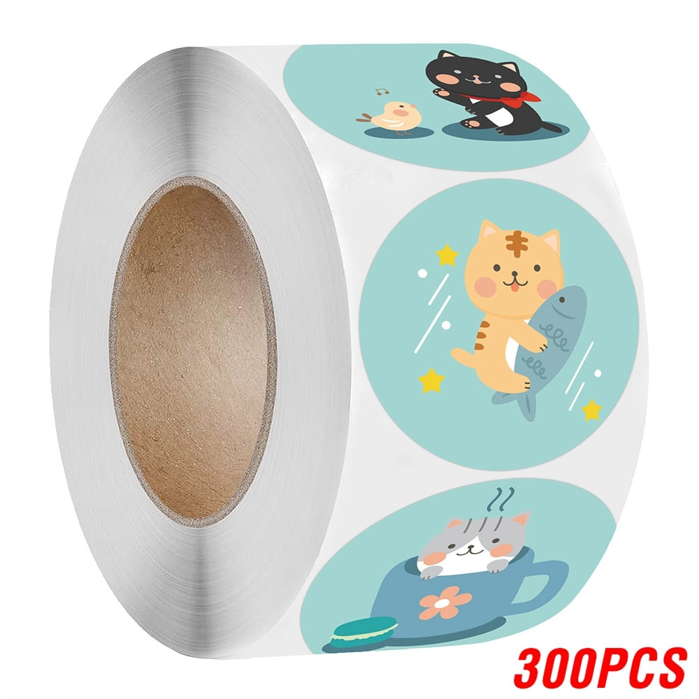 100-500pcs 1inch Cartoon Animal Children Sticker Label Thank You Cute Toy Game Sticker DIY Gift Sealing Label Decoration Supp