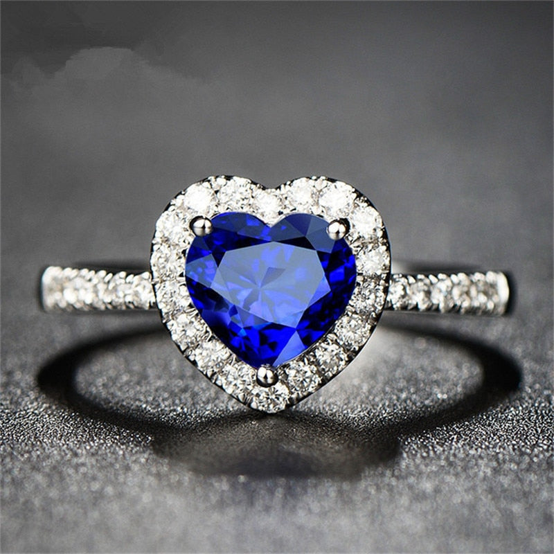 CC Heart Rings for Women Silver Color Wedding Engagement Bridal Jewelry Cubic Zirconia Stone Elegant Ring Accessories CC829