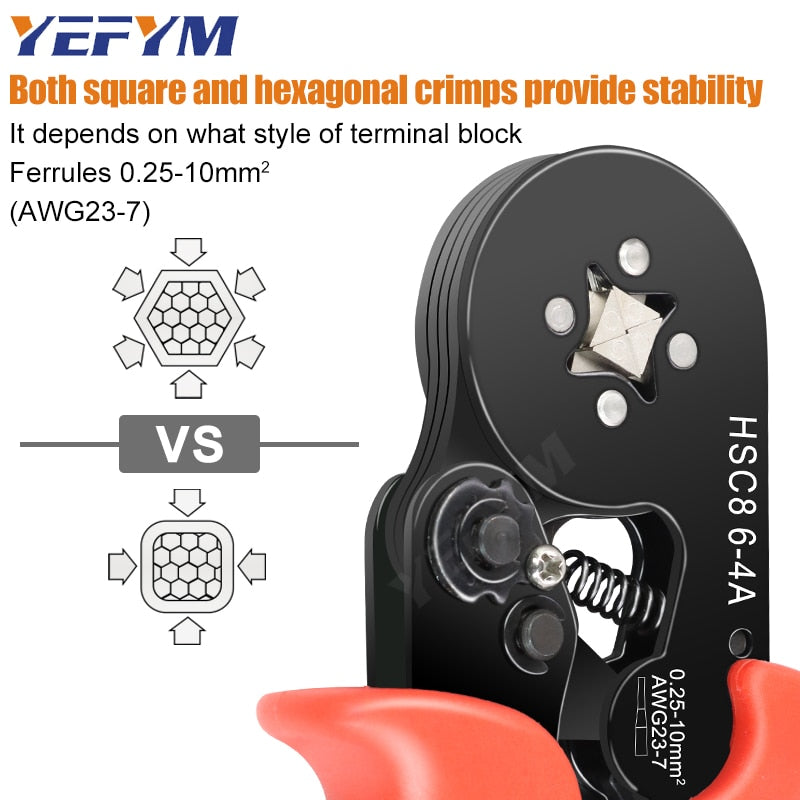 Crimping Pliers Ferrule Sleeves Tubular Terminal Tools HSC8 6-4A/6-6A/16-6(max 0.08-16mm²)Wire Crimper Household Electrical Sets