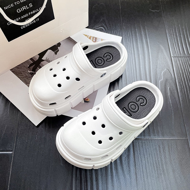 Mo Dou Fashion Charms Clog Shoes Outdoor Women Slippers Thick Sole High Quality Summer Sandals For Girls