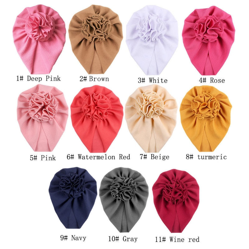Knot Bow Baby Headbands Toddler Headwraps Baby Girl Flower Turban Hats Elastic Beanies Bonnet Girls Caps Baby Hair Accessories