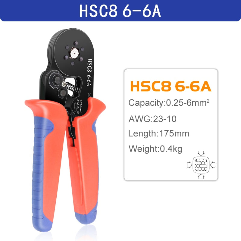 Crimping Pliers Ferrule Sleeves Tubular Terminal Tools HSC8 6-4A/6-6A/16-6(max 0.08-16mm²)Wire Crimper Household Electrical Sets
