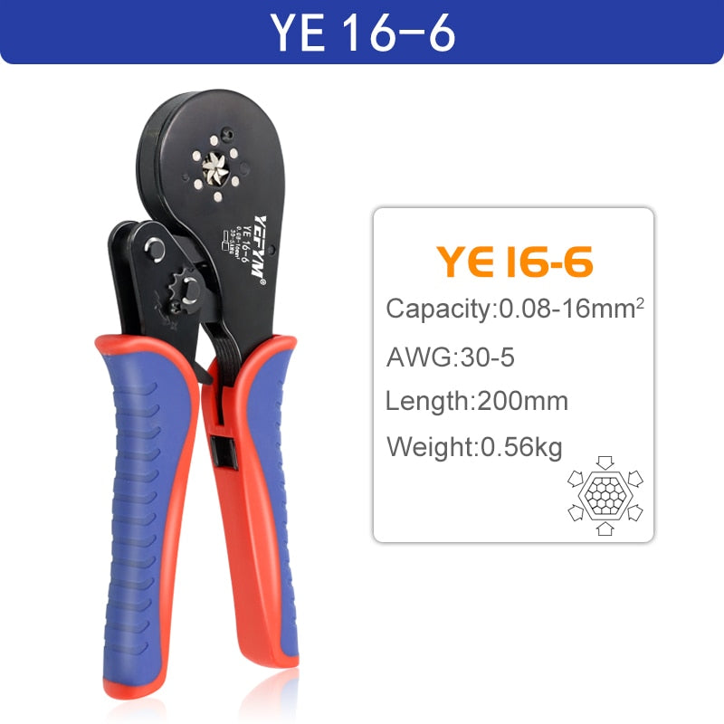 Crimping Pliers Ferrule Sleeves Tubular Terminal Tools HSC8 6-4A/6-6A/16-6(max 0.08-16mm²)Wire Crimper Household Electrical Sets