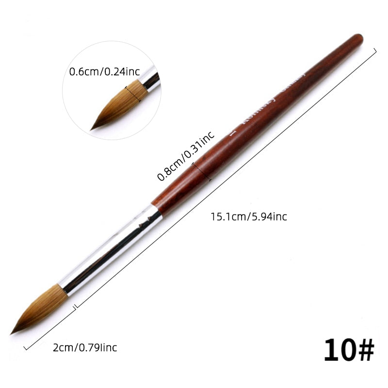 Kolinsky Acrylic Nail Brush Good Quality Nail Art Mink Brush Wood Handle Gel Builder Manicure Brush Drawing Tools Size 8-24