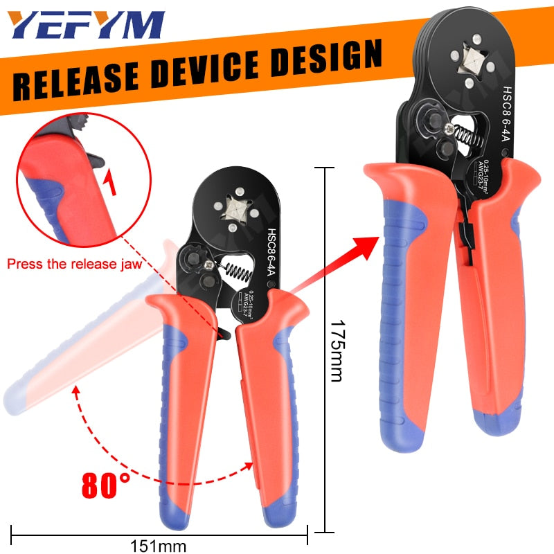 Crimping Pliers Ferrule Sleeves Tubular Terminal Tools HSC8 6-4A/6-6A/16-6(max 0.08-16mm²)Wire Crimper Household Electrical Sets
