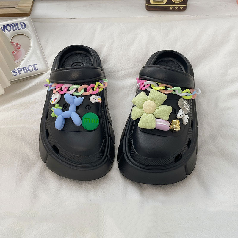 Mo Dou Fashion Charms Clog Shoes Outdoor Women Slippers Thick Sole High Quality Summer Sandals For Girls