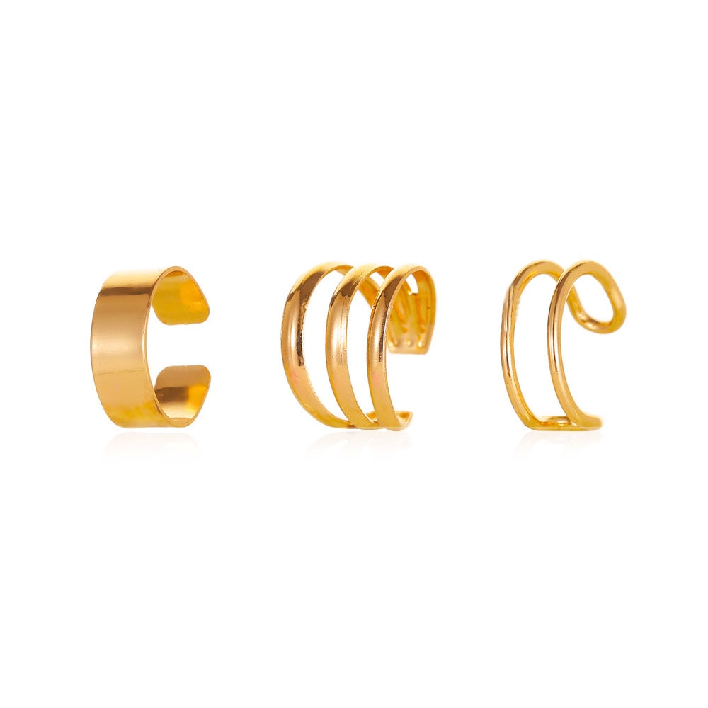 Silver Color Leaves Clip Earrings for Women Men Creative Simple C Ear Cuff Non-Piercing Ear Ear Clip Set Trend Jewelry Gift