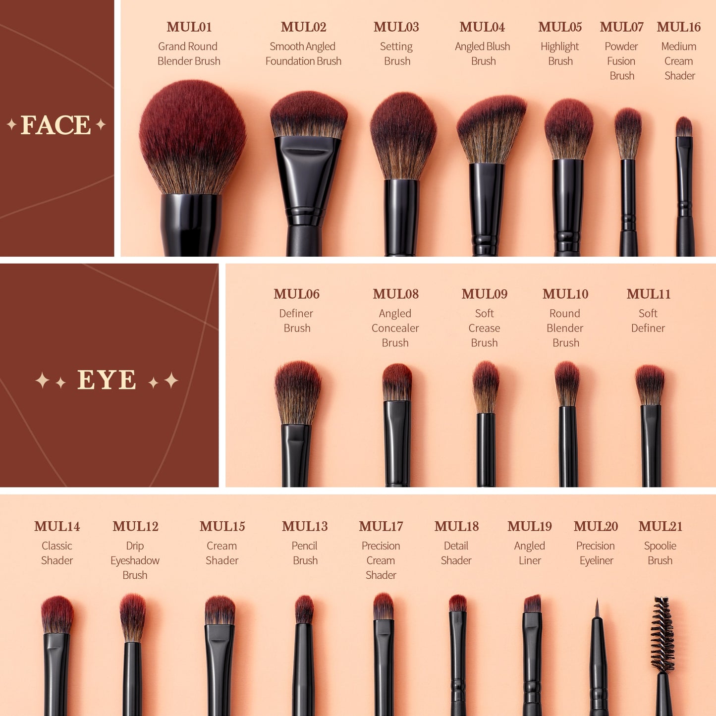 Jessup Makeup Brushes set,3-21pcs Premium Synthetic Big Powder Foundation Concealer Eyeshadow Eyeliner Spoolie Wooden T271