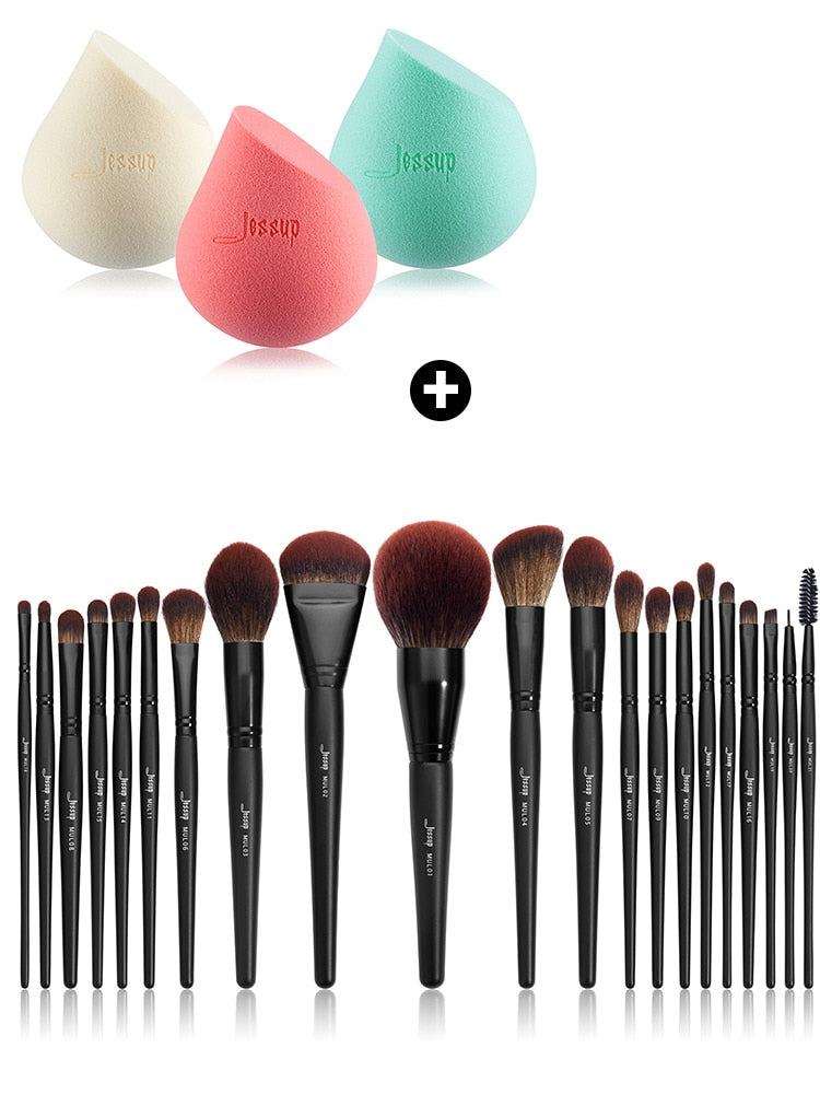 Jessup Makeup Brushes set,3-21pcs Premium Synthetic Big Powder Foundation Concealer Eyeshadow Eyeliner Spoolie Wooden T271