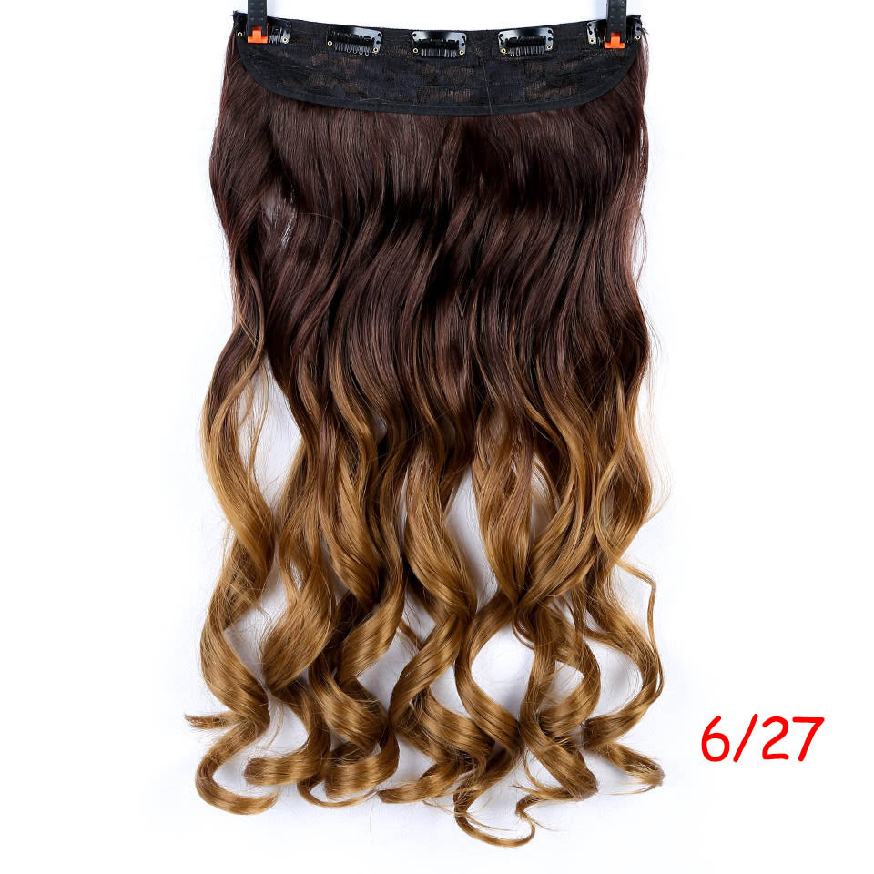 DIFEI Synthetic 24 Inch 5 Clip Long curly Women Clip in Hair Extensions Black Brown High Tempreture Hair Piece
