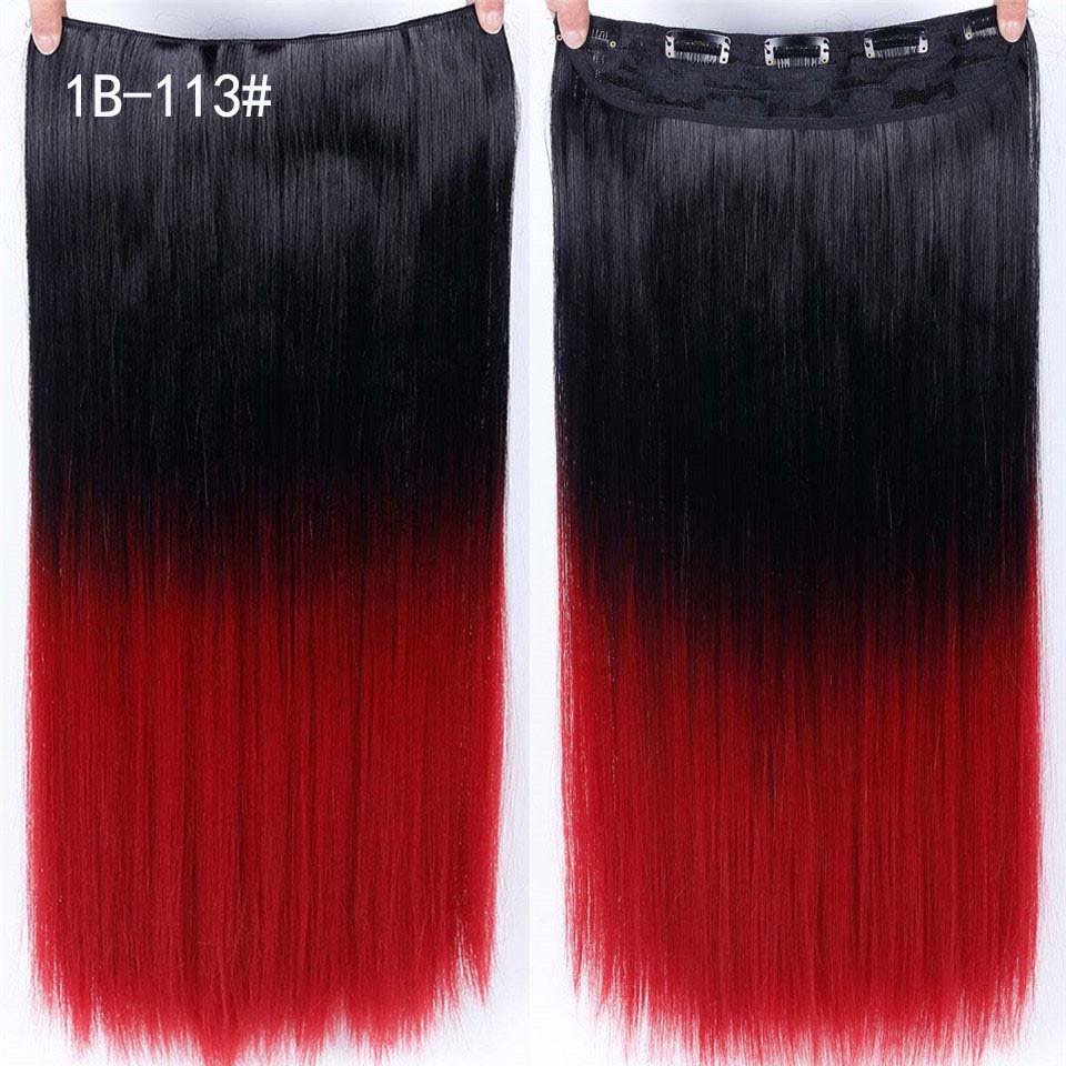 DIFEI Synthetic 24 Inch 5 Clip Long curly Women Clip in Hair Extensions Black Brown High Tempreture Hair Piece