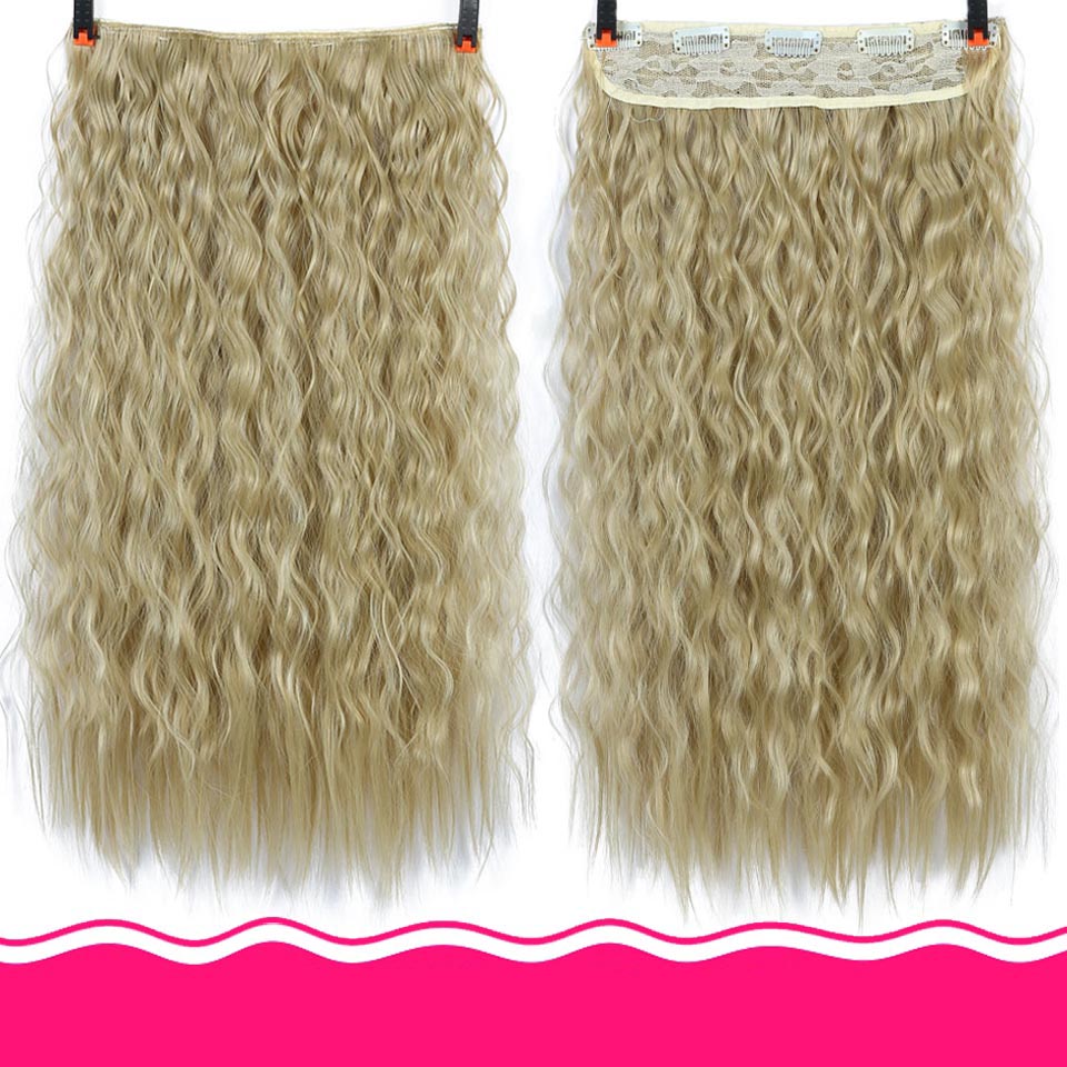 DIFEI Synthetic 24 Inch 5 Clip Long curly Women Clip in Hair Extensions Black Brown High Tempreture Hair Piece