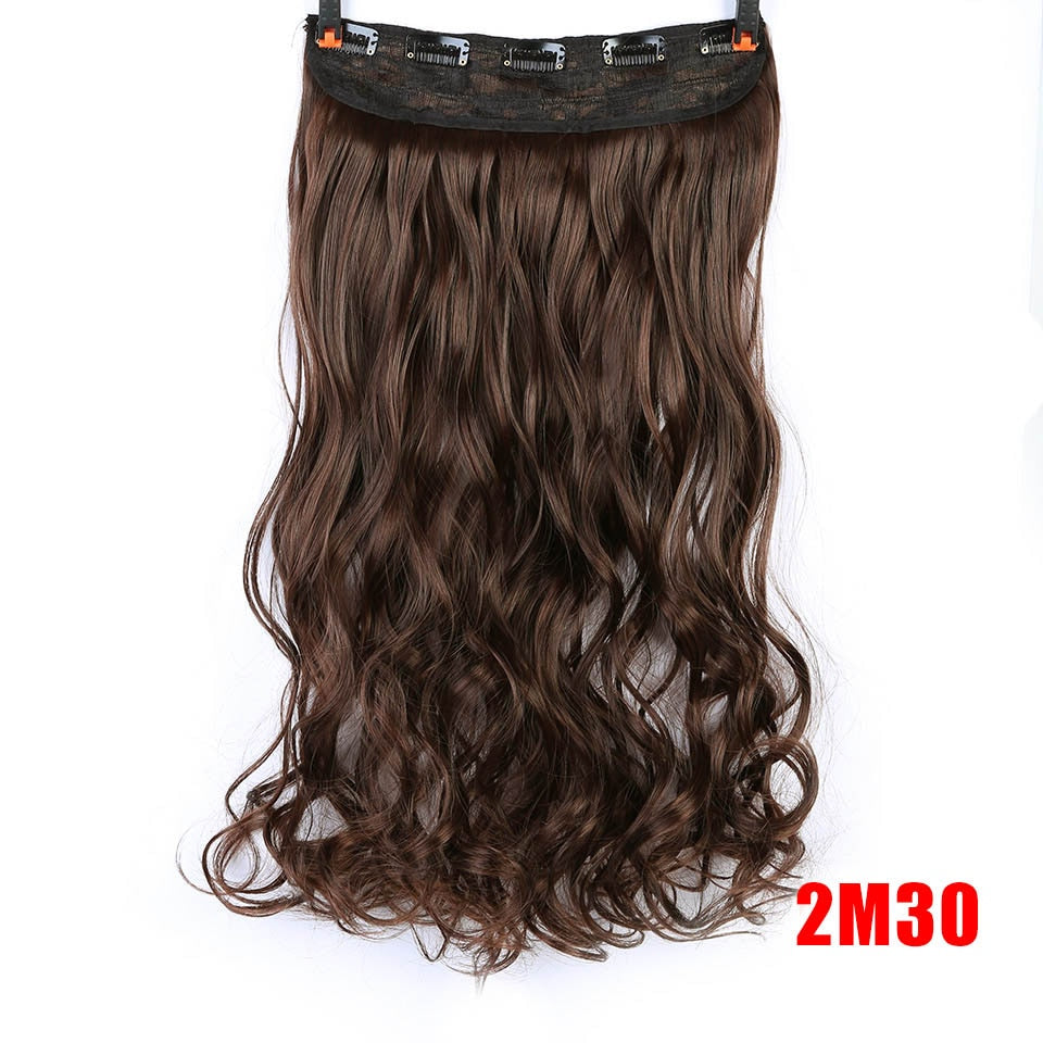 DIFEI Synthetic 24 Inch 5 Clip Long curly Women Clip in Hair Extensions Black Brown High Tempreture Hair Piece