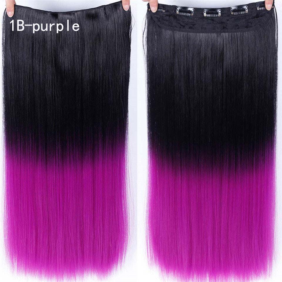 DIFEI Synthetic 24 Inch 5 Clip Long curly Women Clip in Hair Extensions Black Brown High Tempreture Hair Piece