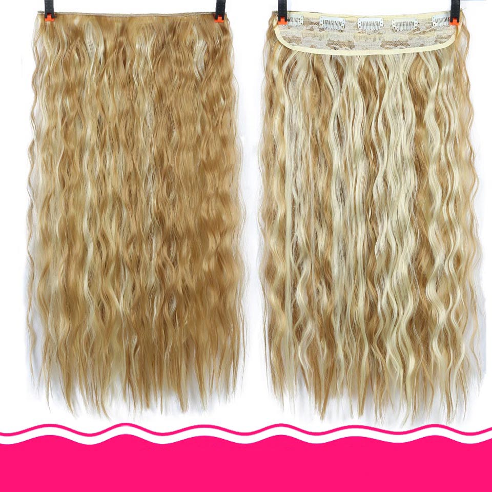 DIFEI Synthetic 24 Inch 5 Clip Long curly Women Clip in Hair Extensions Black Brown High Tempreture Hair Piece