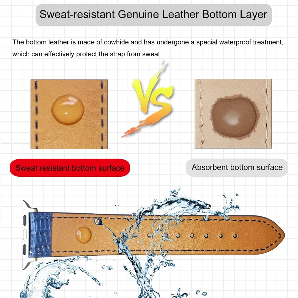 Genuine Leather Band for Apple Watch SE 6 5 40mm 44mm Bronzing Bracelet for IWatch Series 4 3 38mm 42mm Strap Watchband Ckhb-zp5