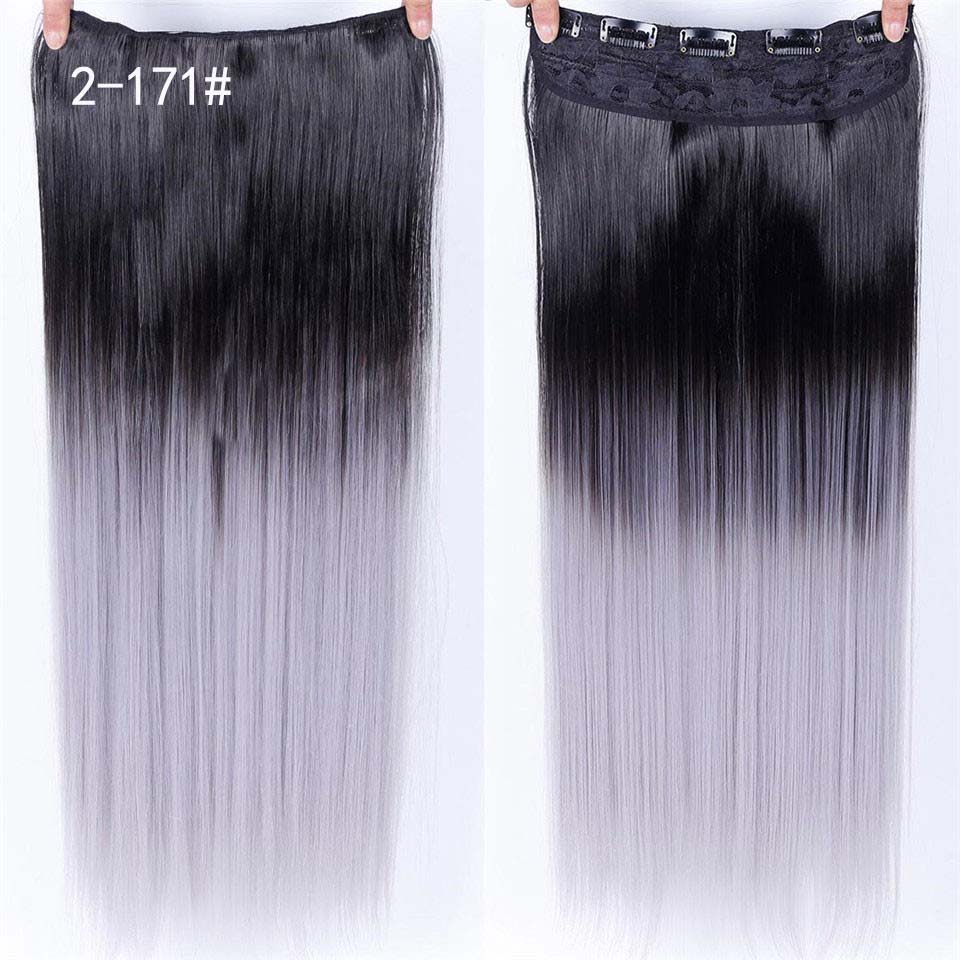 DIFEI Synthetic 24 Inch 5 Clip Long curly Women Clip in Hair Extensions Black Brown High Tempreture Hair Piece