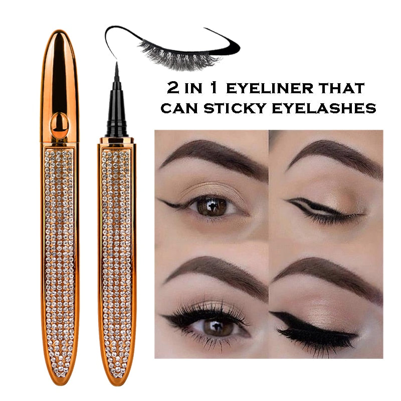 Magic Self-adhesive Liquid Eyeliner Pencil Glue-free Magnetic-free for Eyelashes Waterproof Eye Liner Pen Makeup Cosmetic