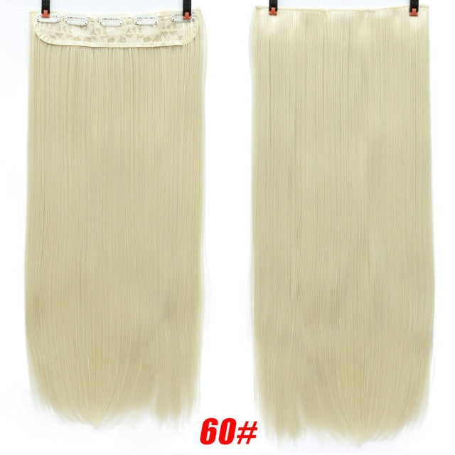 DIFEI Synthetic 24 Inch 5 Clip Long curly Women Clip in Hair Extensions Black Brown High Tempreture Hair Piece
