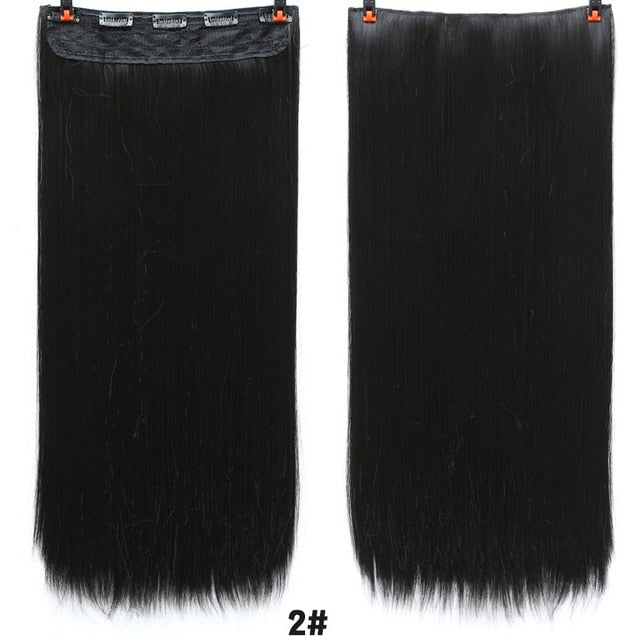 DIFEI Synthetic 24 Inch 5 Clip Long curly Women Clip in Hair Extensions Black Brown High Tempreture Hair Piece