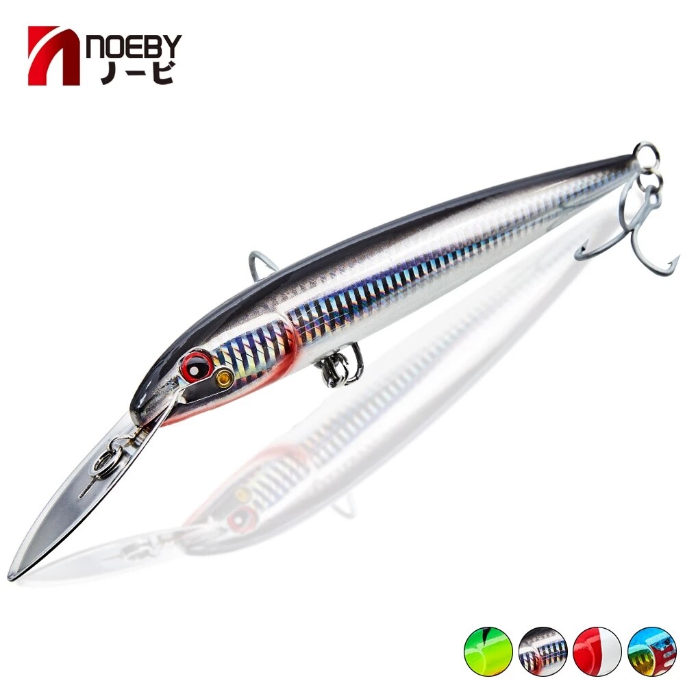 NOEBY 1PCS Big Minnow Fishing Lure 76g/22.5cm 4colors depth 6-8m Metal tongue Floating Lure Hard Bait