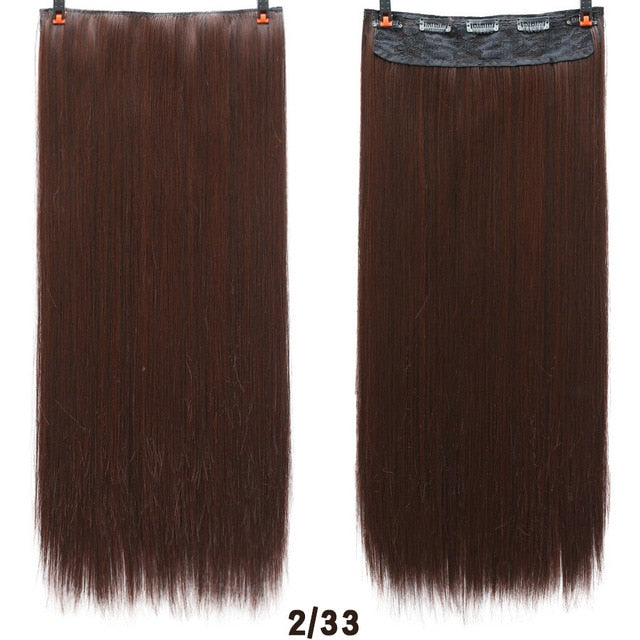 DIFEI Synthetic 24 Inch 5 Clip Long curly Women Clip in Hair Extensions Black Brown High Tempreture Hair Piece