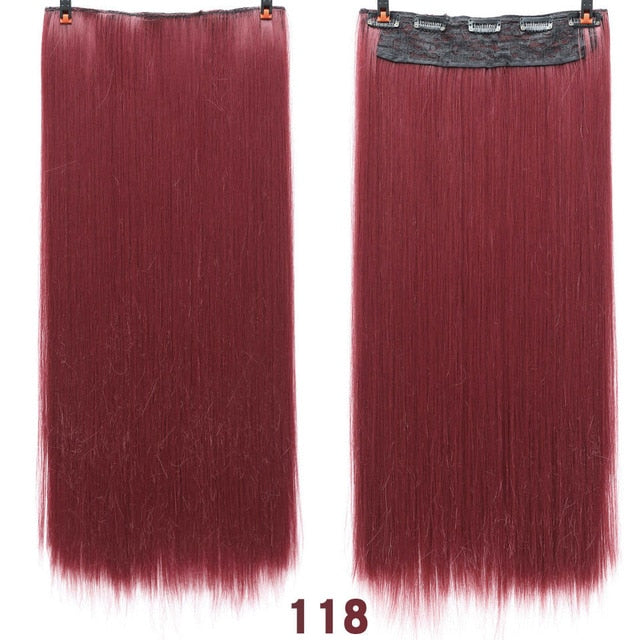 DIFEI Synthetic 24 Inch 5 Clip Long curly Women Clip in Hair Extensions Black Brown High Tempreture Hair Piece