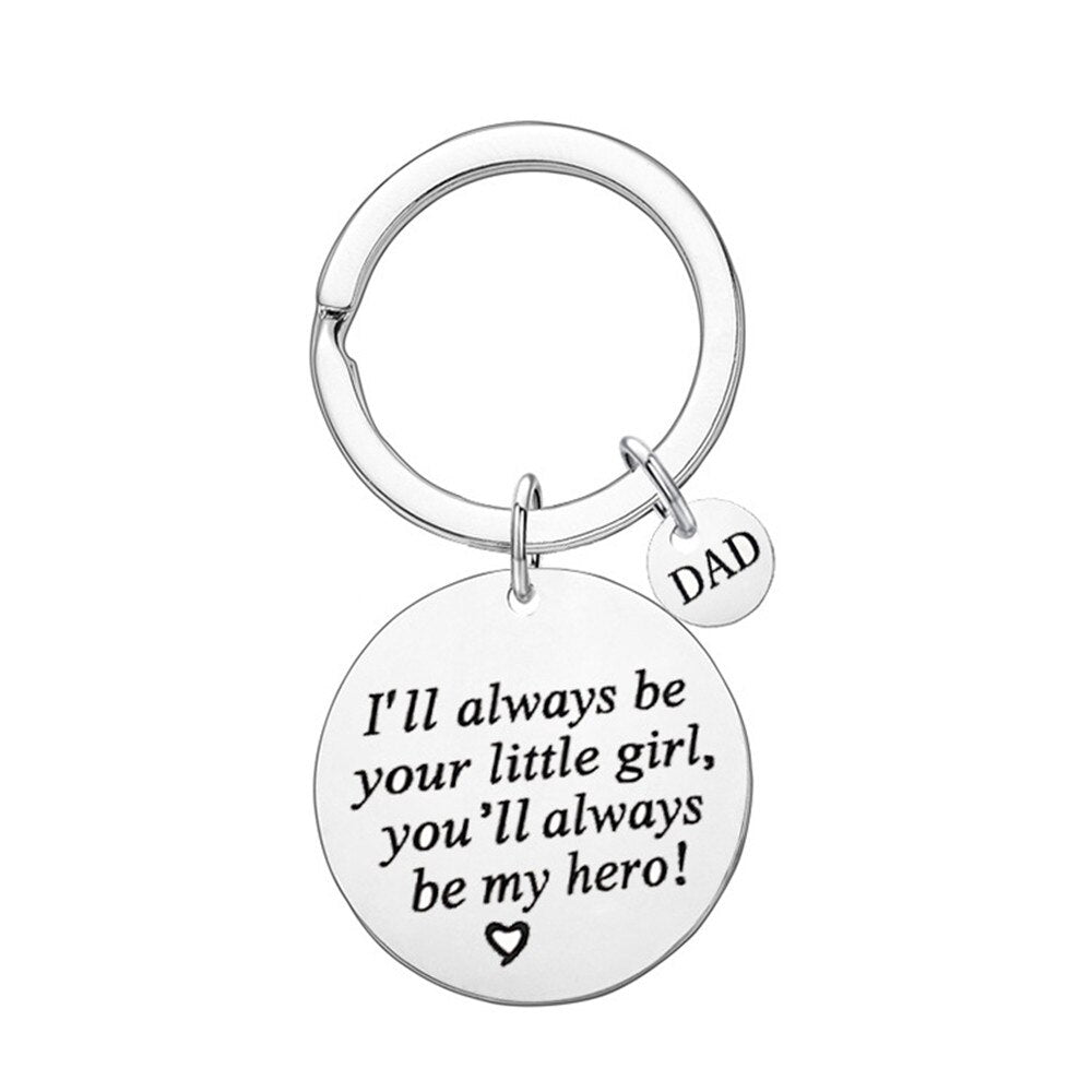 Fathers Day Gift Keychain for Dad You Will Always Be My Hero Birthday Valentine Day Gift for Dad from Daughter Son Kids Wife